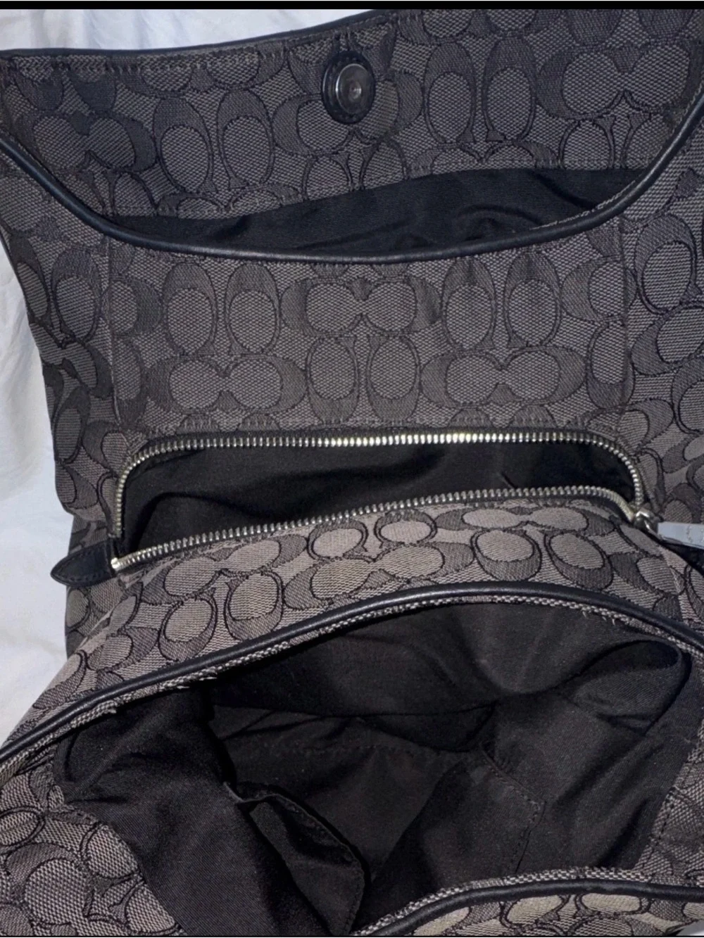 Coach Phoebe Black and Charcoal Shoulder Bag